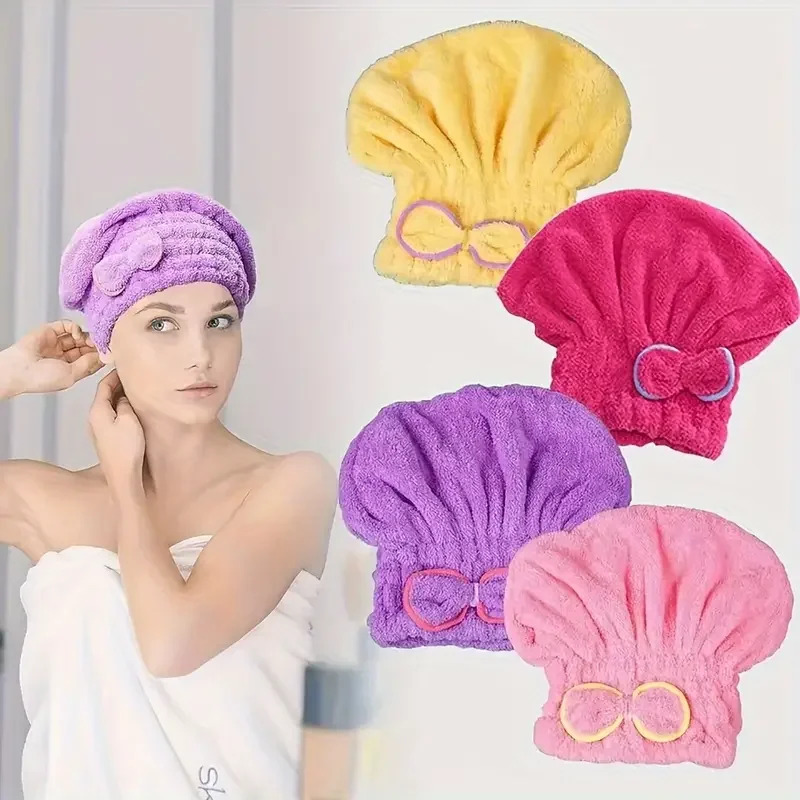 Hair Turban Towel - Quick Drying Hair Cap Women Bowtie