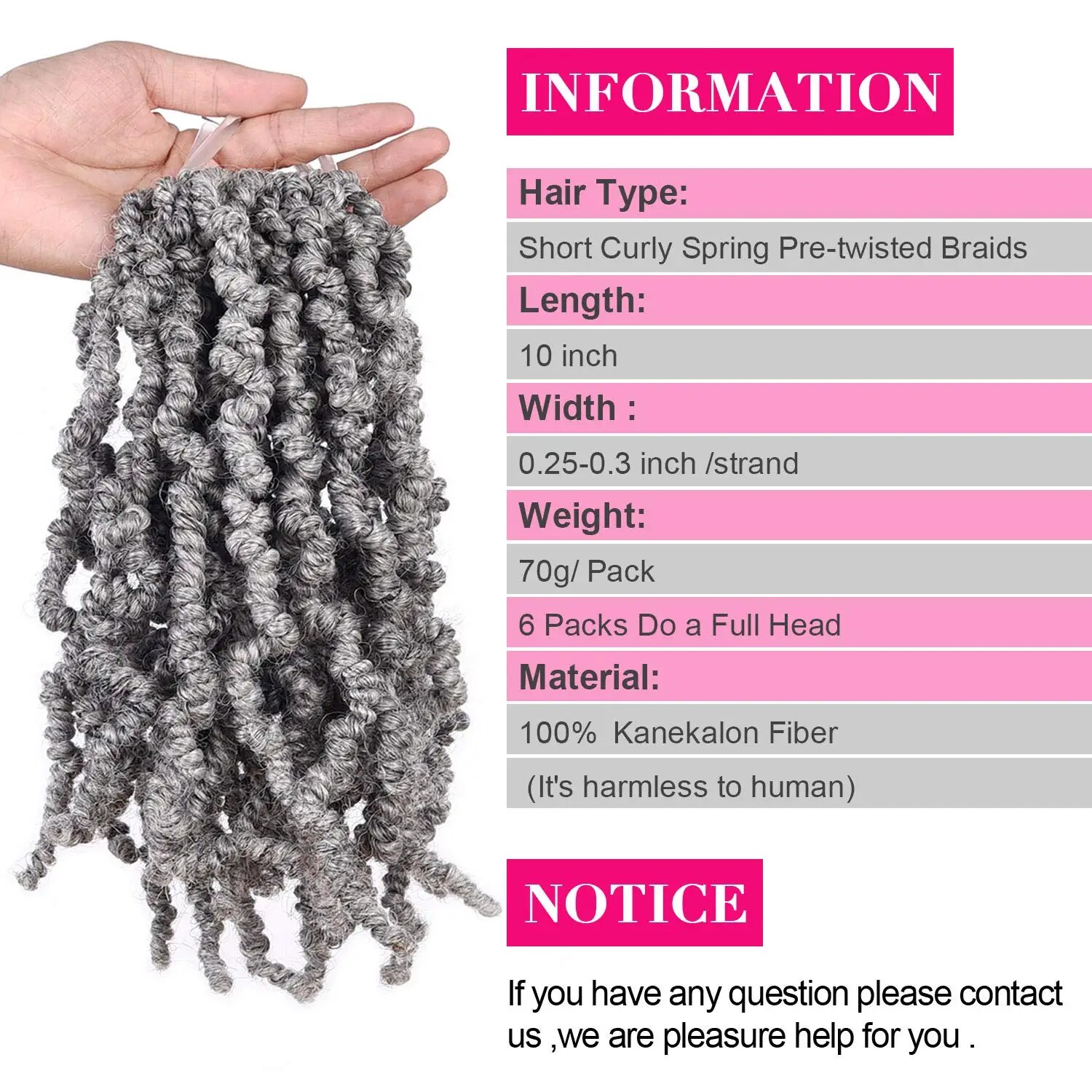 10 Inch Short Curly Spring Pre - Braiding Hair Kanekalon 评论和价格