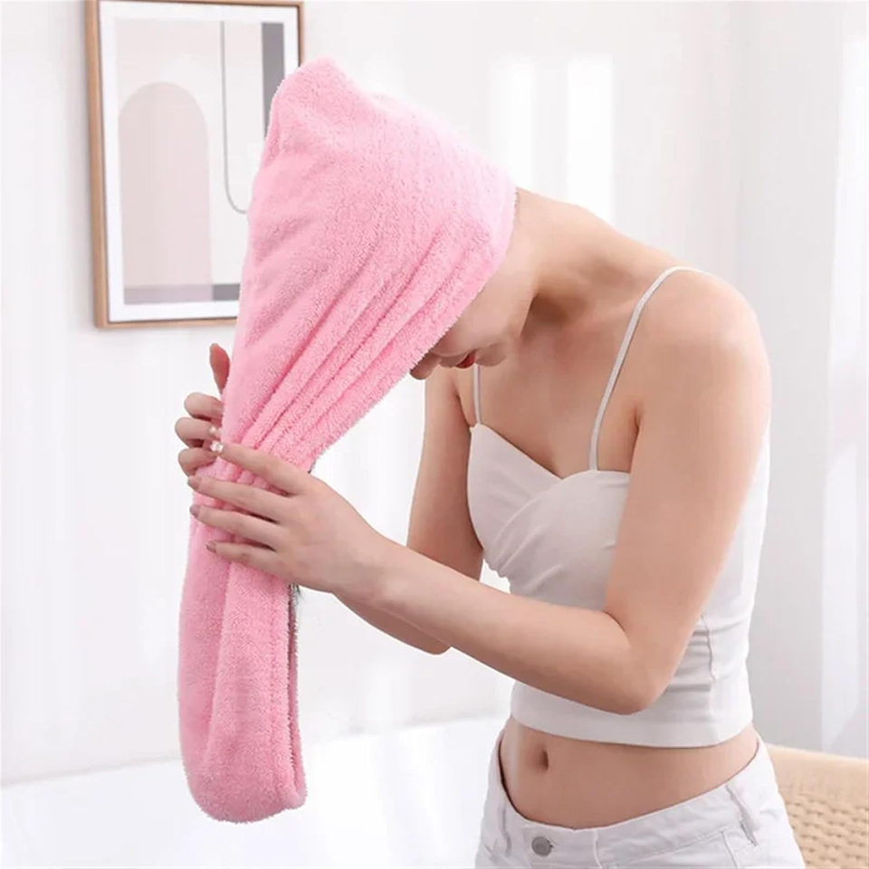 1PC Coral Fleece Hair Towel Wr - Hair Turban Towel 评论和价格