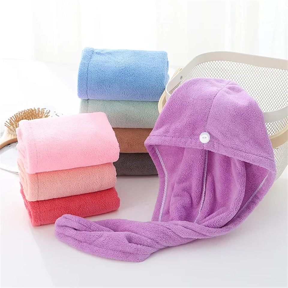 1PC Coral Fleece Hair Towel Wr - Hair Turban Towel 评论和价格