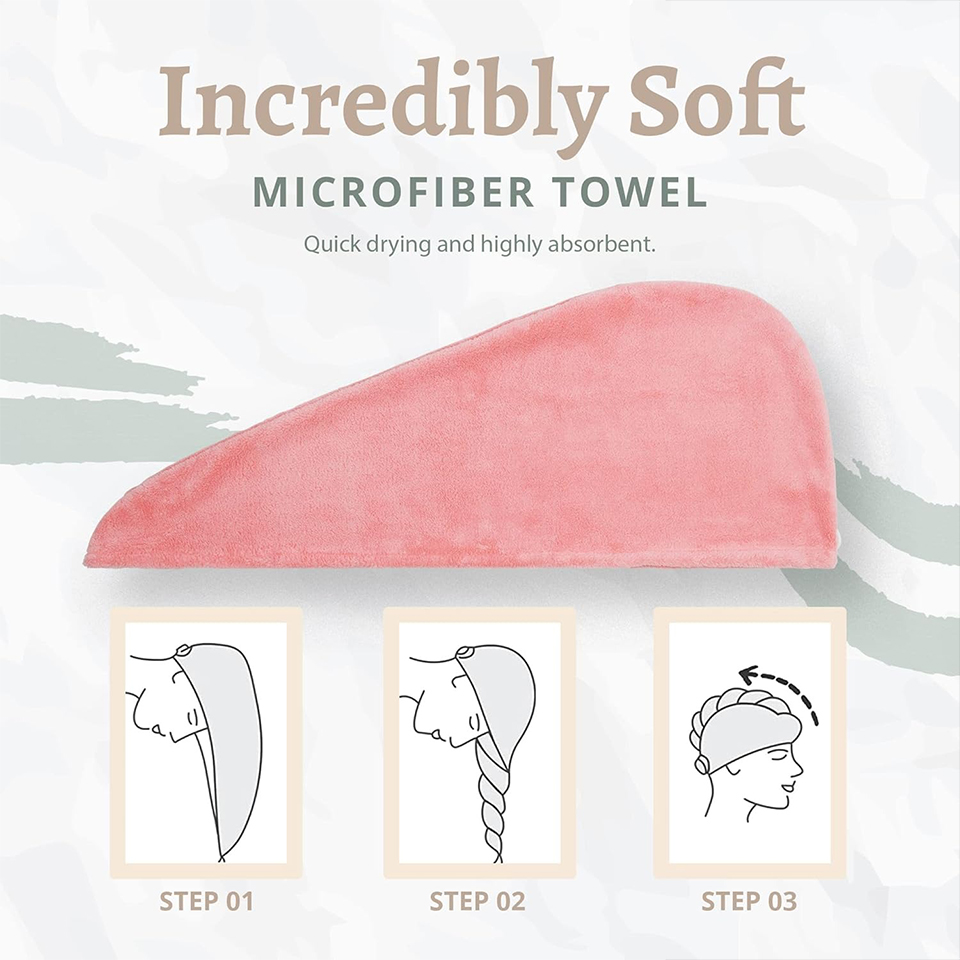 1PC Coral Fleece Hair Towel Wr - Hair Turban Towel 评论和价格