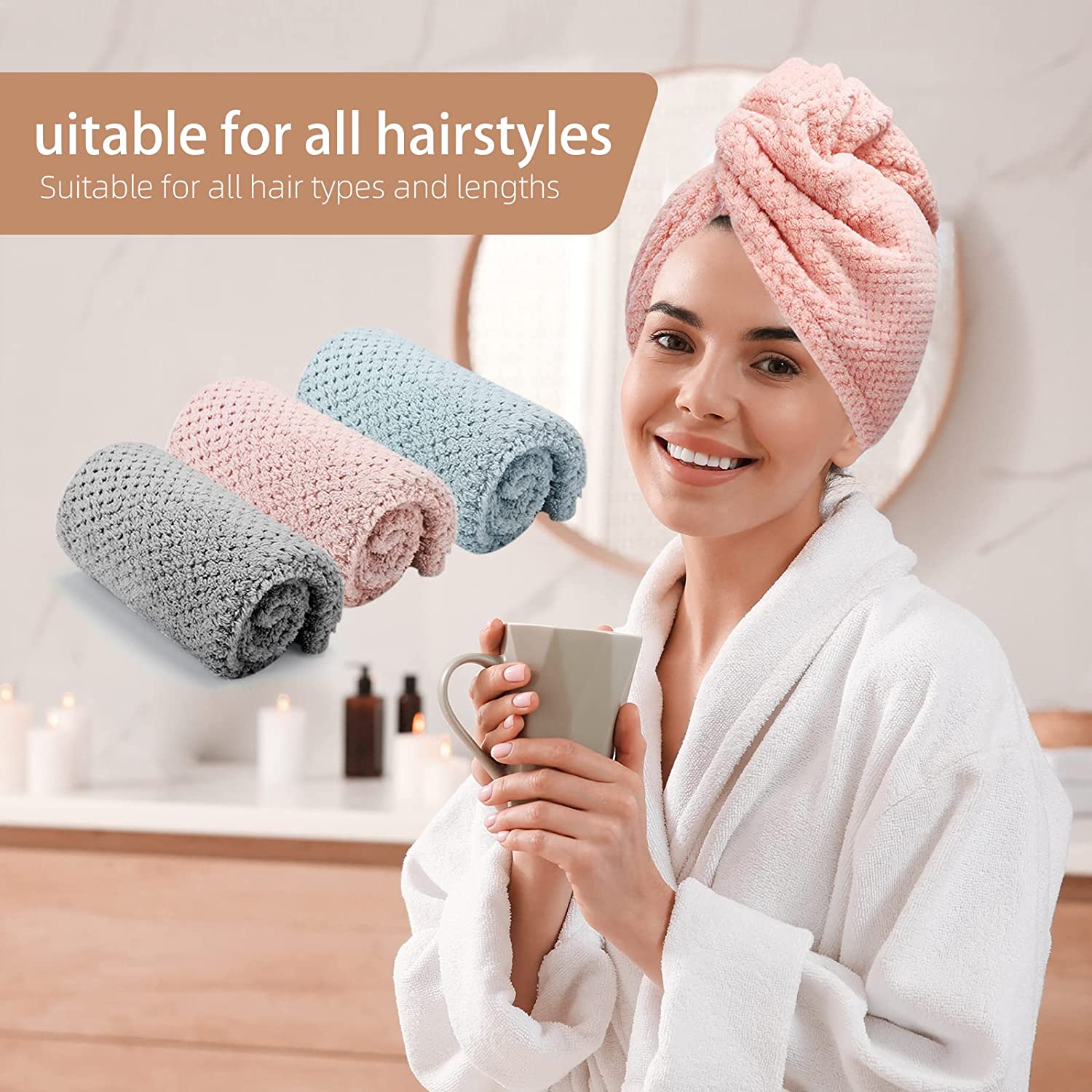 Women's Dry Hair Towel (Dry Ha - Hair Turban Towel 评论和价格
